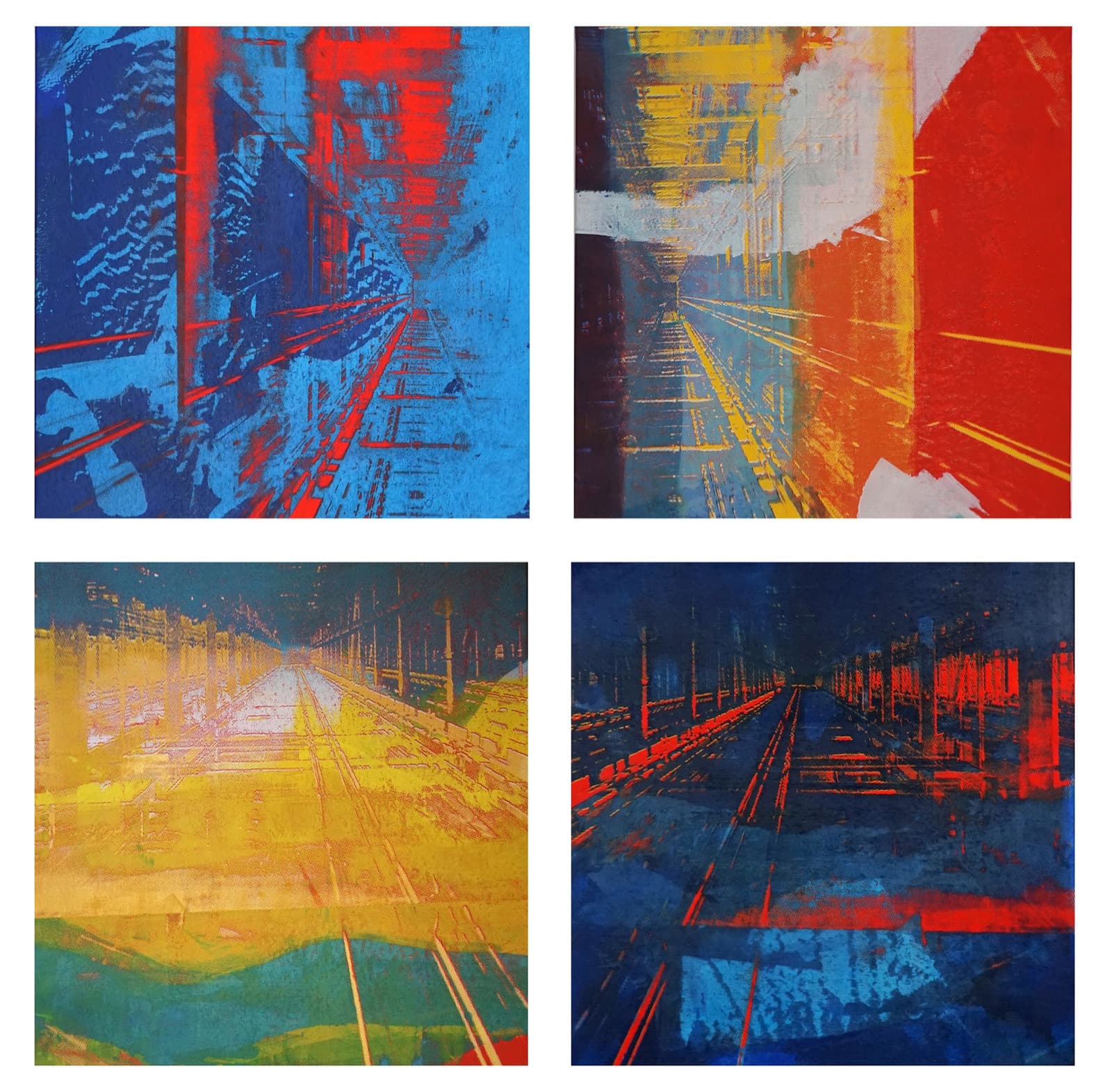 Die Weisen Musen, silkscreen on canvas, each 90 × 90 × 5 cm